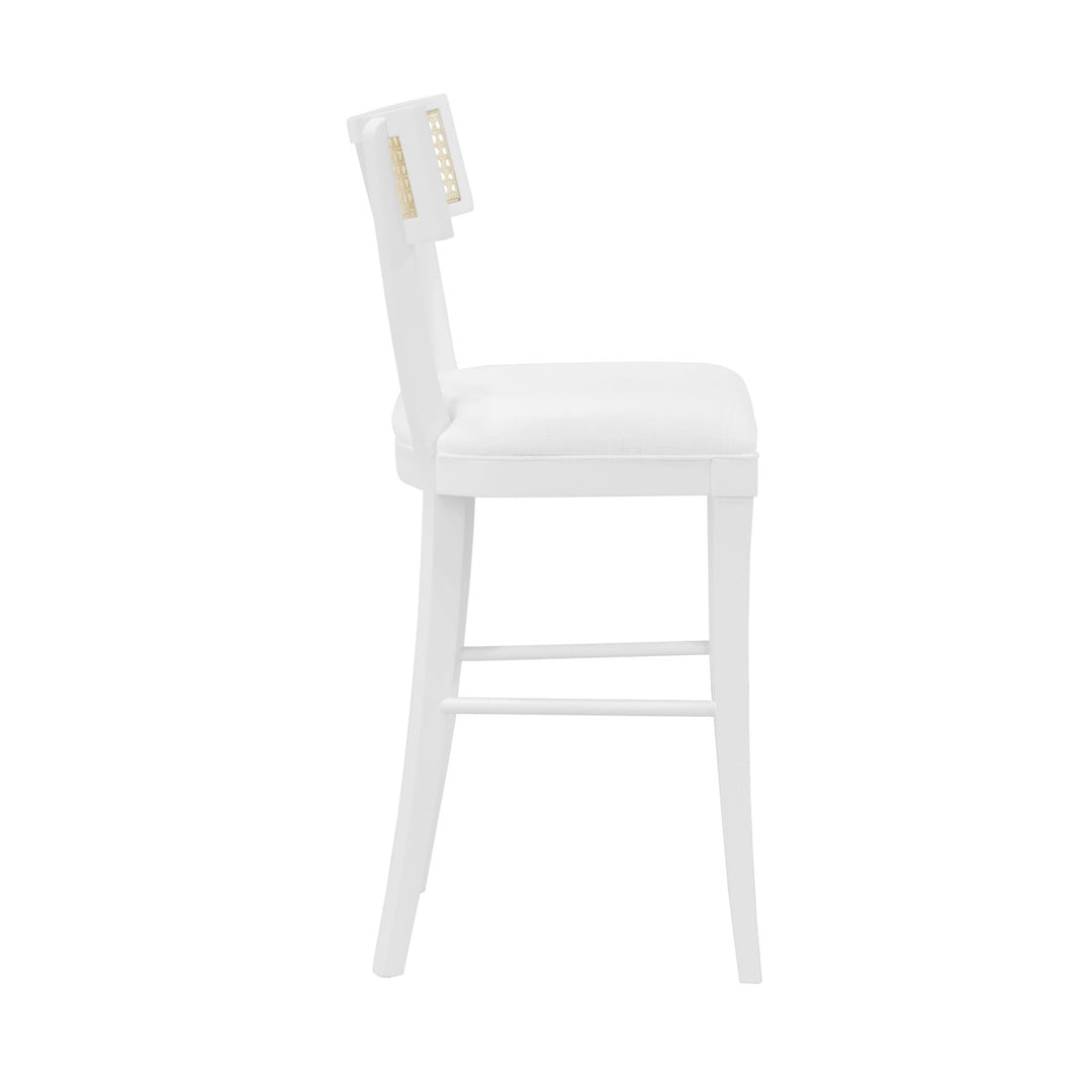 Britta - Klismos Counter Stool With Cane Detail In Matte White Lacquer