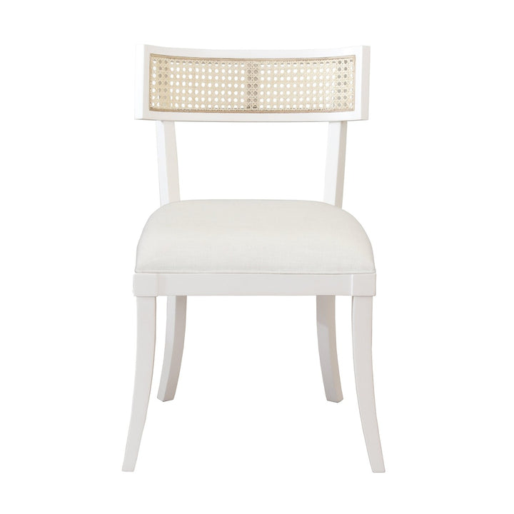 Britta - Klismos Dining Chair With Cane Detail In Matte White Lacquer