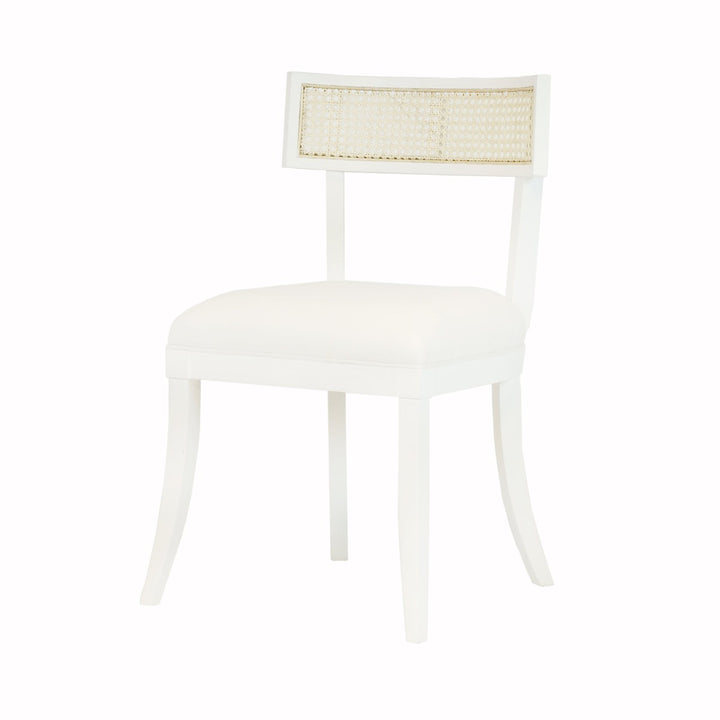 Britta - Klismos Dining Chair With Cane Detail In Matte White Lacquer