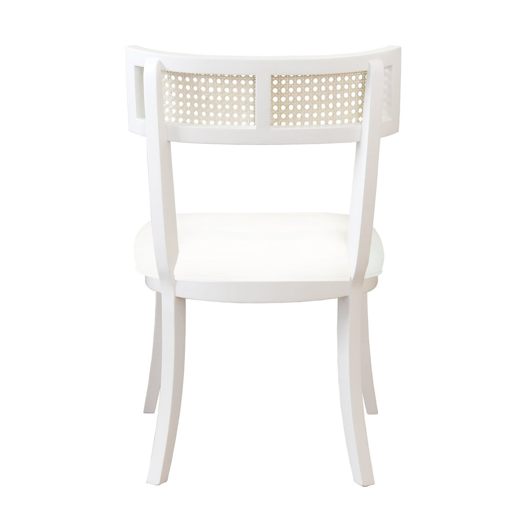 Britta - Klismos Dining Chair With Cane Detail In Matte White Lacquer