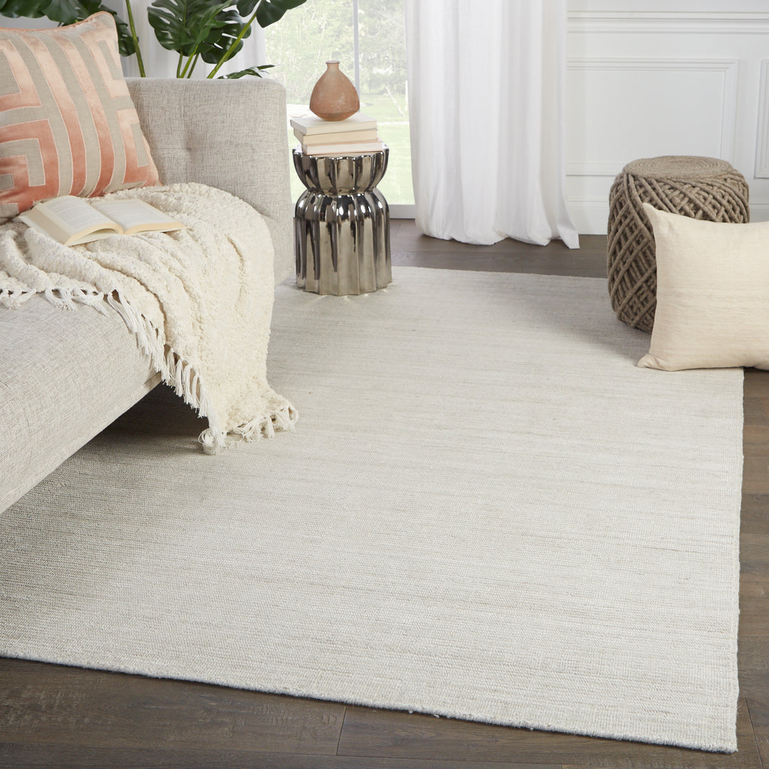 Everen Handmade Indoor/ Outdoor Solid Ivory/ Light Gray Area Rug (6'X9')