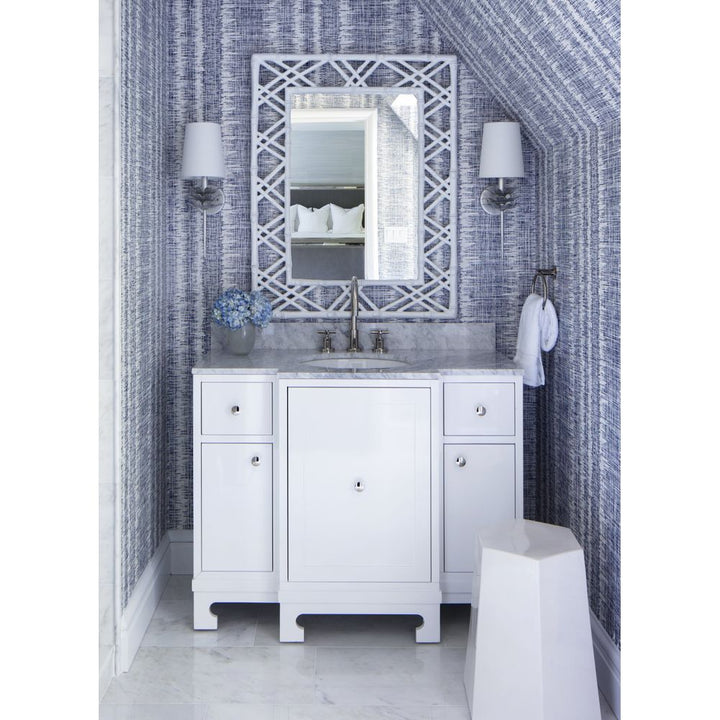 Bathroom Lighting Delilah - Silver Leaf One Arm Sconce With Three Layer Leaf Motif And White Linen Shade