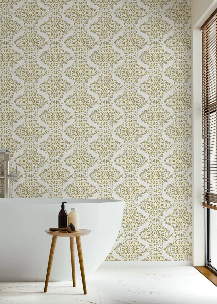 Timbre Damask Wallpaper-Mitchell Black-MITCHB-WC414-BL-PM-10-Wall DecorPatterns Stone Blue-Premium Matte Paper-6-France and Son