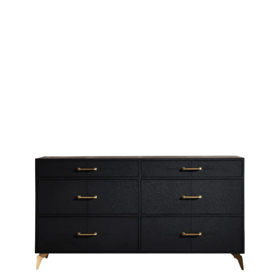 Berkeley Six Drawer Leather Wrapped Dresser - Black Berkeley Six Drawer Leather Wrapped Dresser - Black