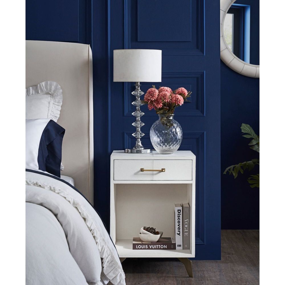 Side Tables Berkeley Single Drawer Leather Wrapped Side Table - White