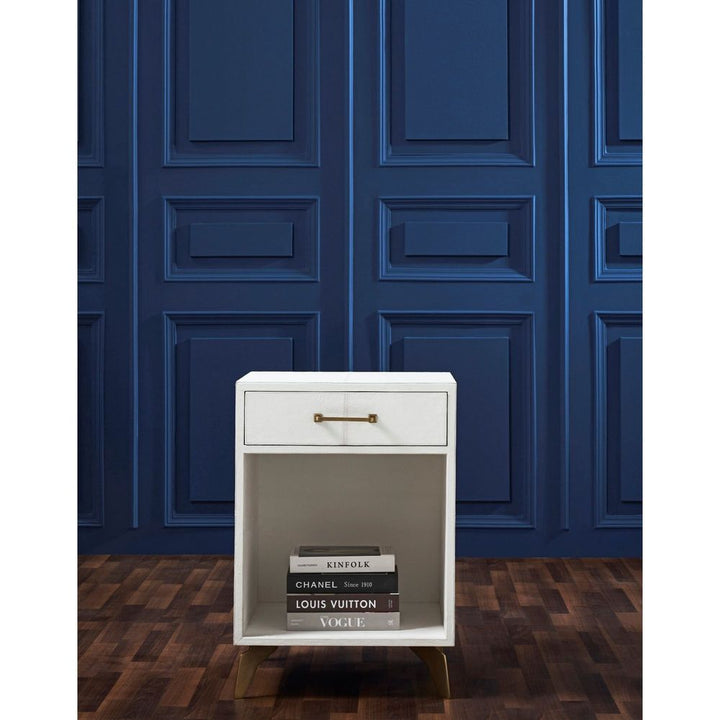 Berkeley Single Drawer Leather Wrapped Side Table - White