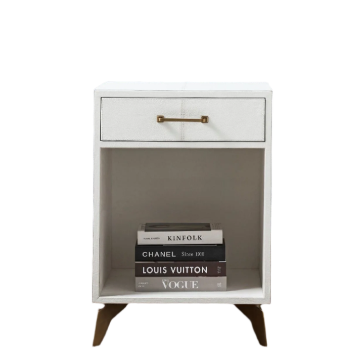 Side Tables Berkeley Single Drawer Leather Wrapped Side Table - White