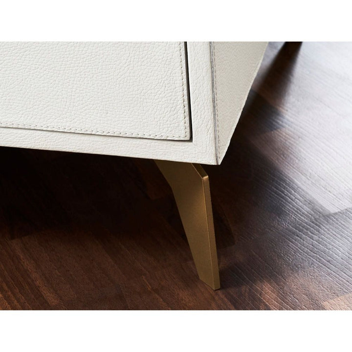 Berkeley Single Drawer Leather Wrapped Side Table - White