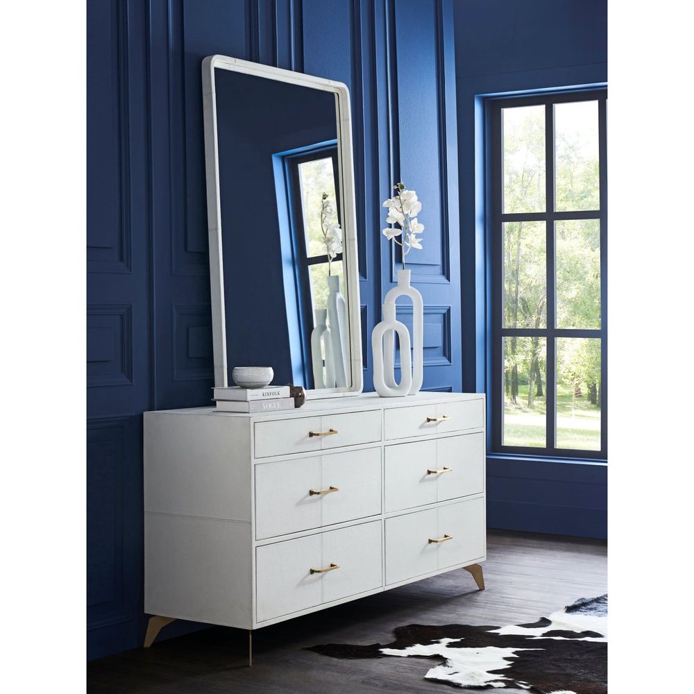 Berkeley Six Drawer Leather Wrapped Dresser - White