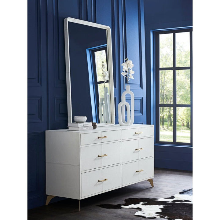 Dressers & Chests Berkeley Six Drawer Leather Wrapped Dresser - White