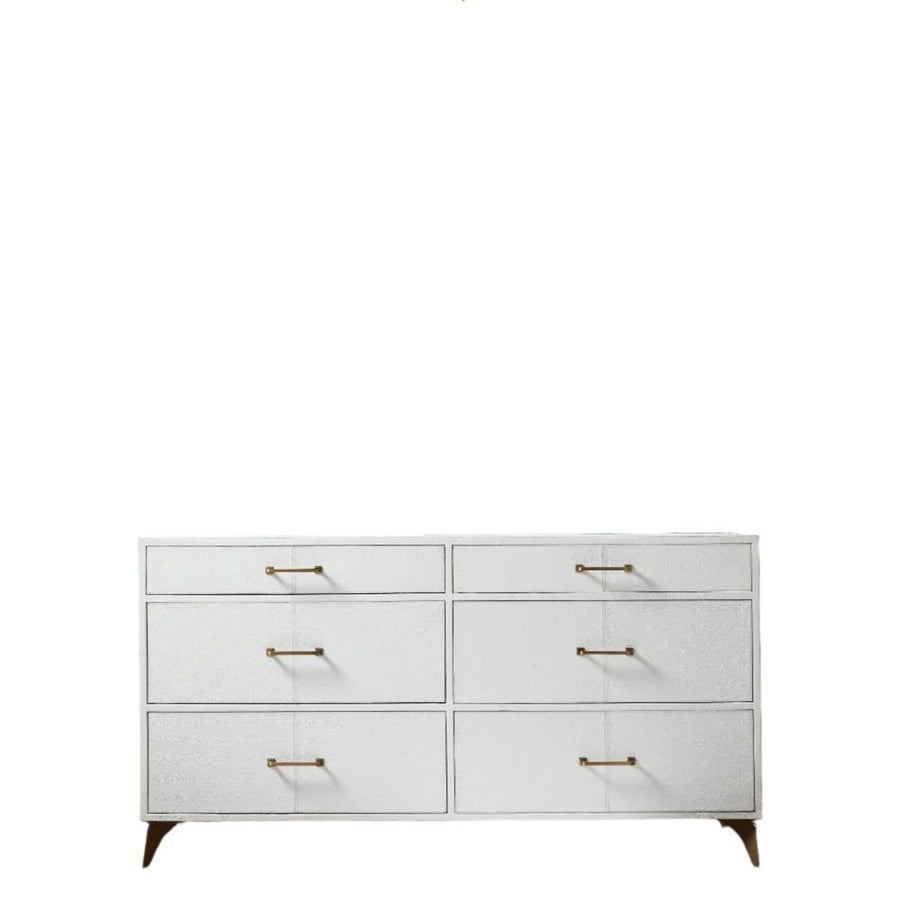 Berkeley Six Drawer Leather Wrapped Dresser - White Berkeley Six Drawer Leather Wrapped Dresser - White