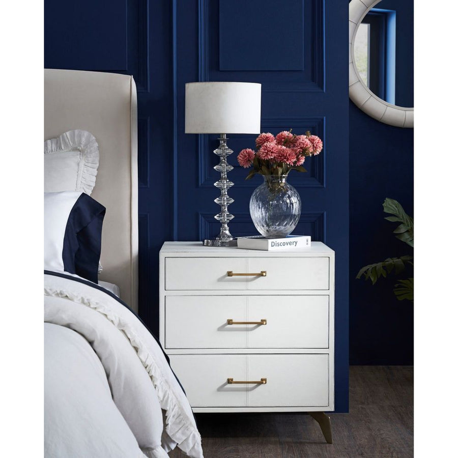 Nightstands Berkeley Three Drawer Leather Wrapped End Table - White