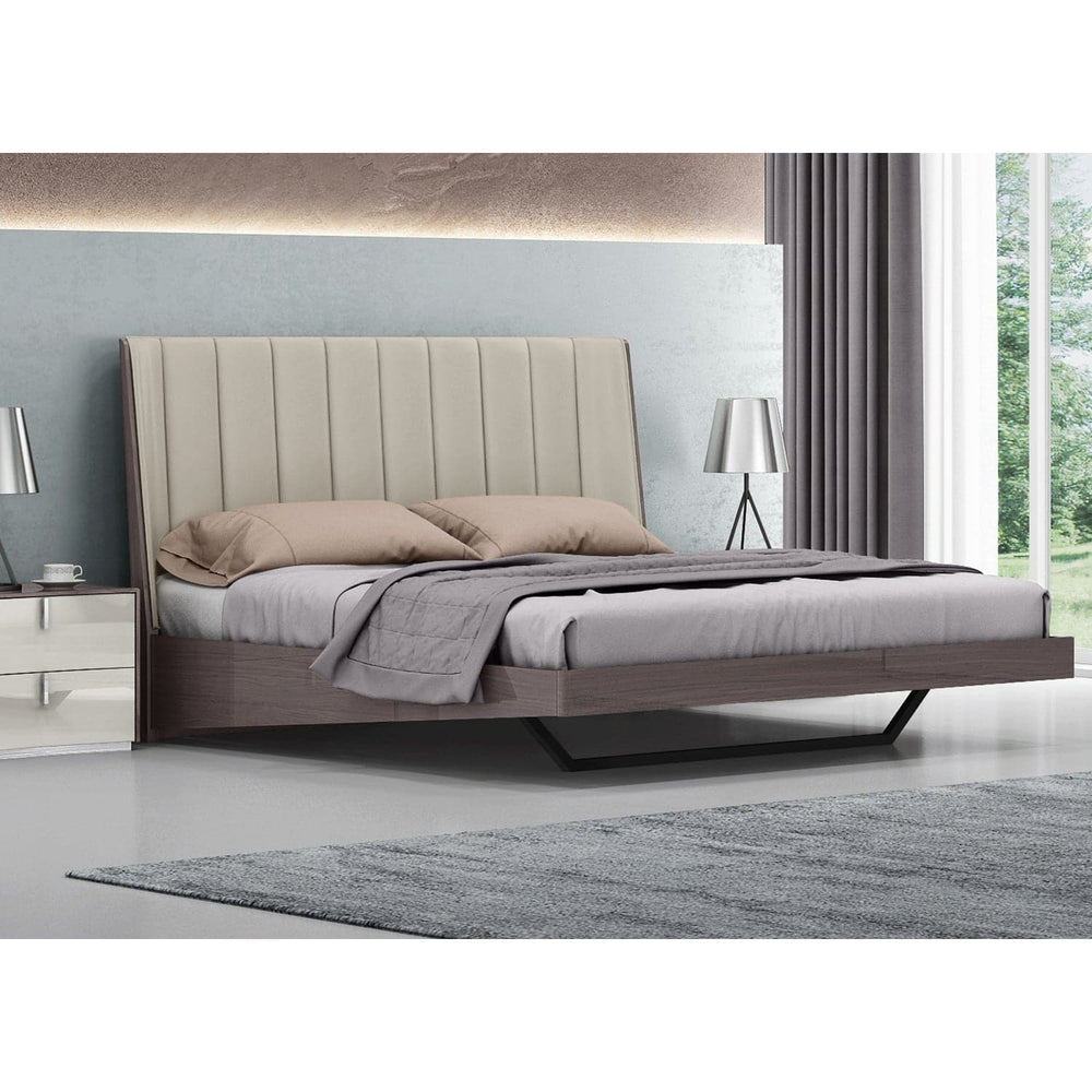 Berlin Bed-Whiteline Modern Living-WHITELINE-BQ1754-CNUT/LGRY-BedsQueen-1-France and Son