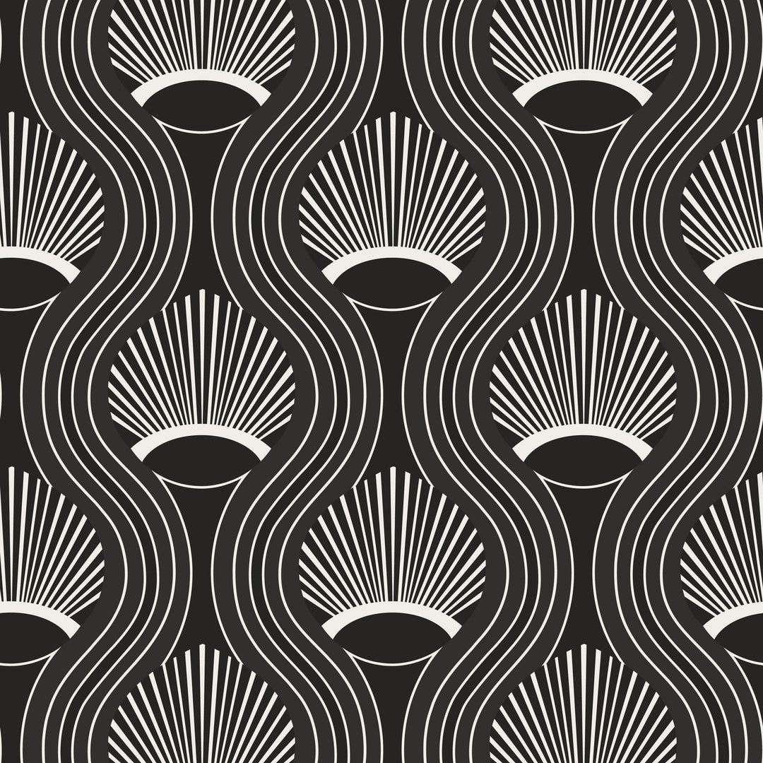 Riviere Wallpaper-Mitchell Black-MITCHB-WCCE6-BL-PM-10-Wall DecorPatterns Black-Premium Matte Paper-1-France and Son