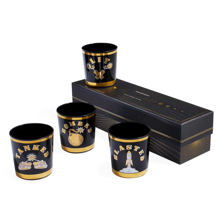 Get Wasted Glassware Set - Black,Gold - Glass