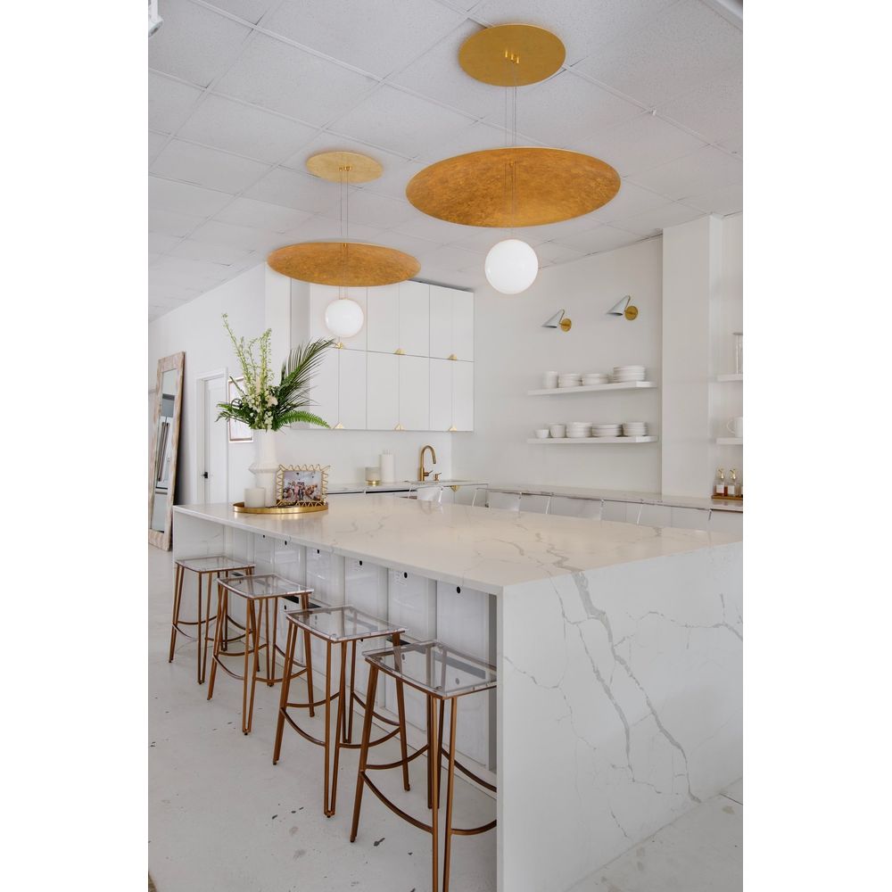 Pendants Brim 1 Light Large Pendant Soft White / Gold Leaf