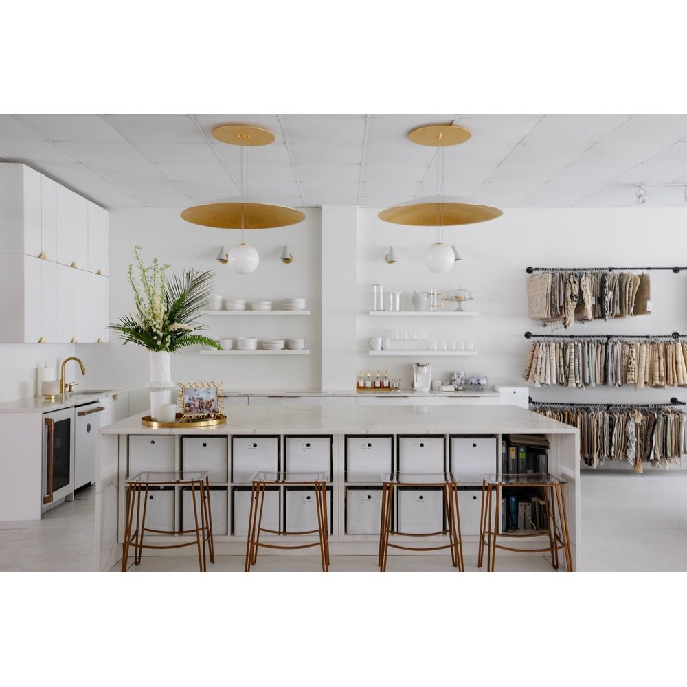 Brim 1 Light Large Pendant Soft White / Gold Leaf