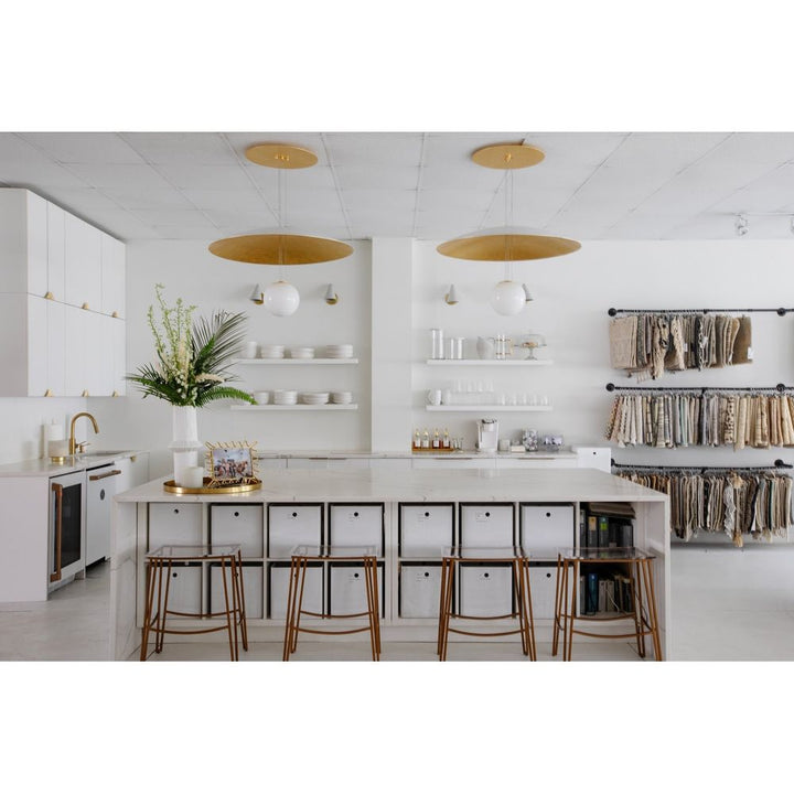 Brim 1 Light Large Pendant Soft White / Gold Leaf