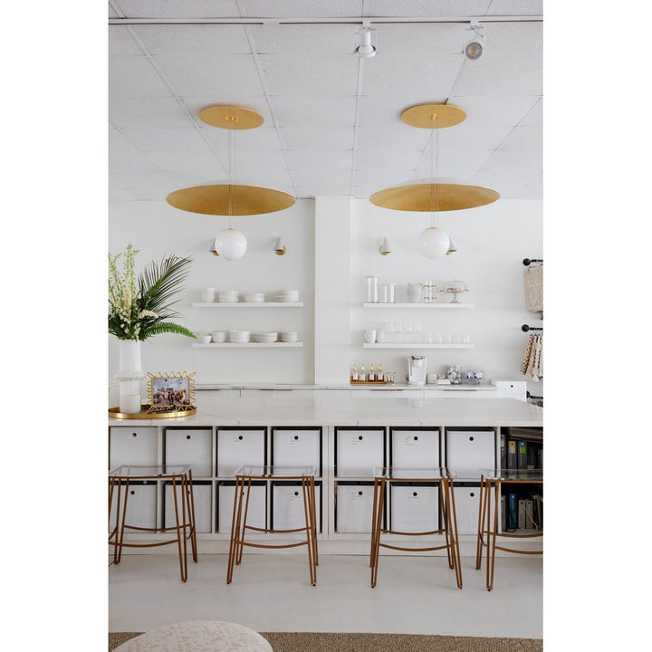 Brim 1 Light Large Pendant Soft White / Gold Leaf