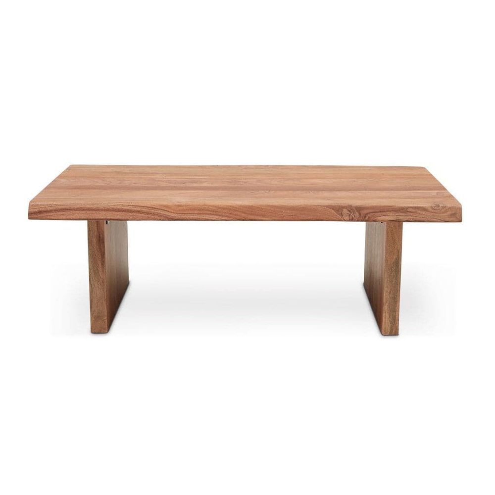 Brooks 48" Coffee Table, shown in warm medium brown and natural wood tone with solid wood and low coffee-table height.