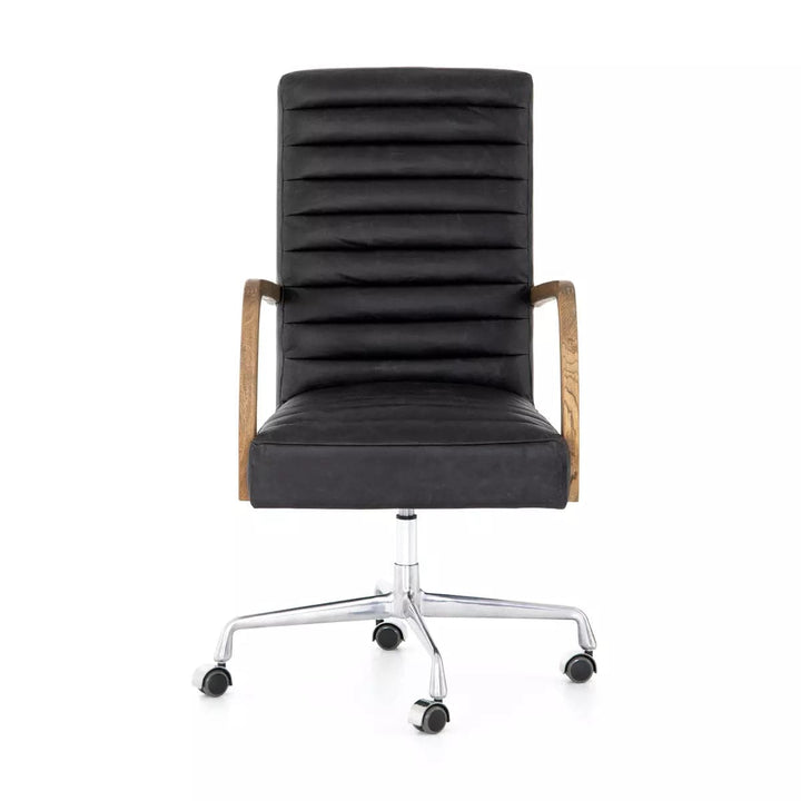 Bryson Channelled Leather Desk Chair - Durango Smoke - Open Box