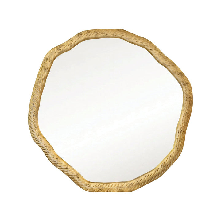 Cadence - Round Metal Mirror With Organic Textured Antique Brass Frame