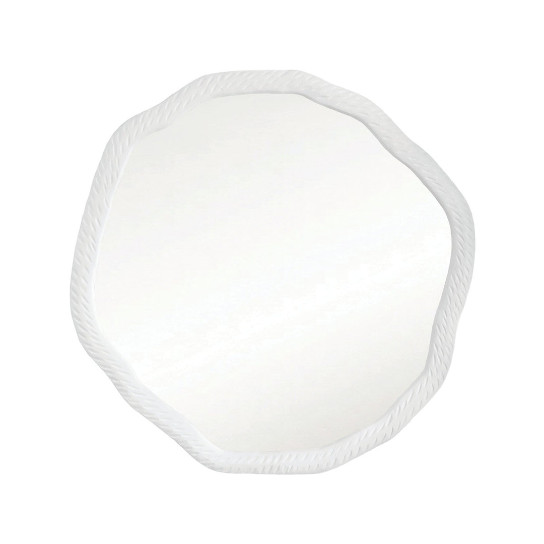 Cadence - Round Metal Mirror With Organic Textured Matte White Frame