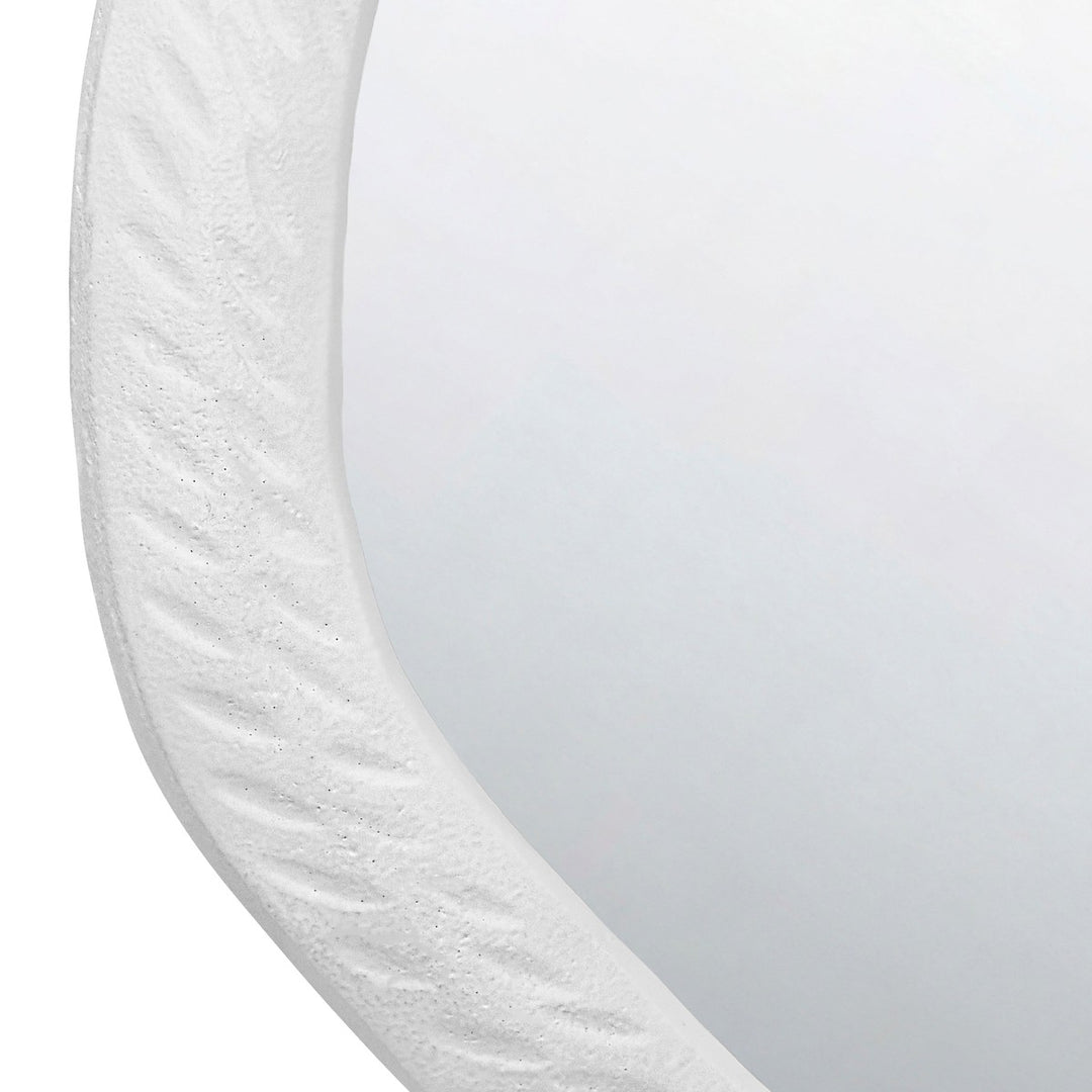 Cadence - Round Metal Mirror With Organic Textured Matte White Frame