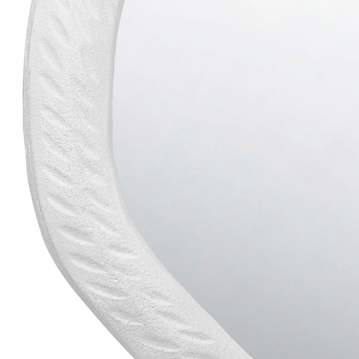 Cadence - Round Metal Mirror With Organic Textured Matte White Frame