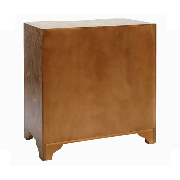 Calvin - Three Drawer Side Table In Dark Burl Wood With Acrylic Hardware