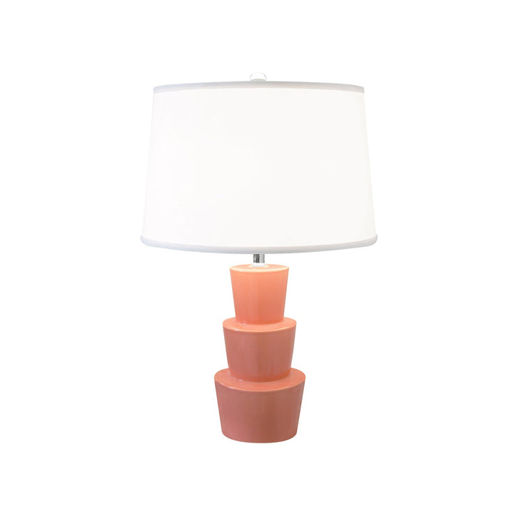 Camden - Three Tier Ceramic Table Lamp With White Linen Shade In Coral