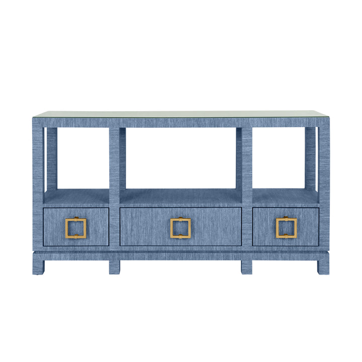 Campbell Open Shelf Console With Three Bottom Drawers