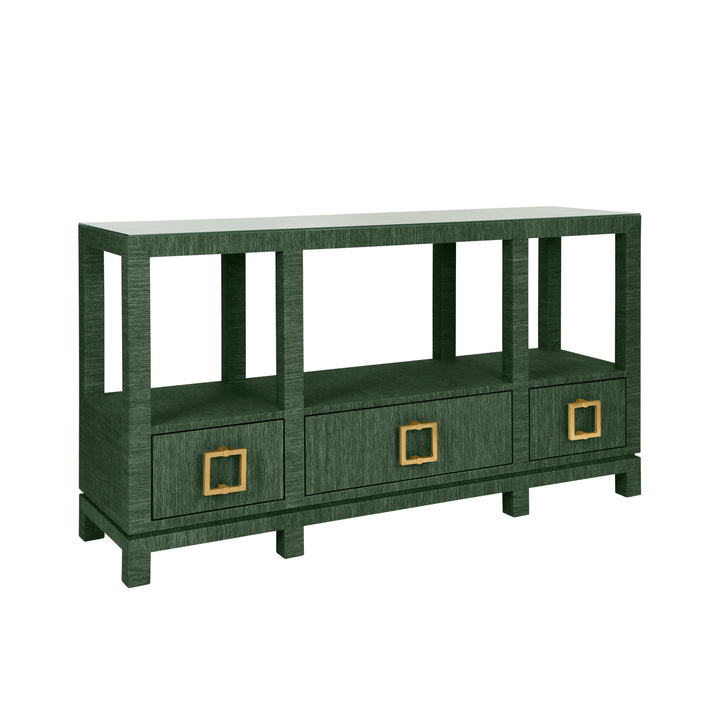 Campbell Open Shelf Console With Three Bottom Drawers