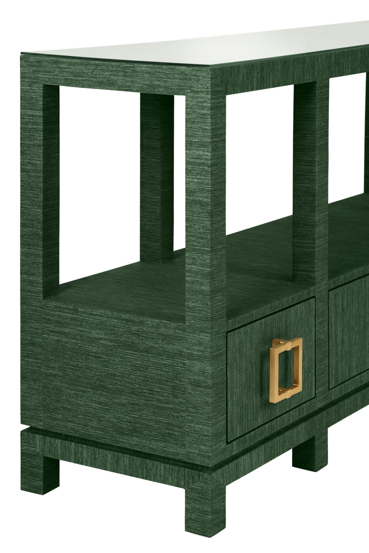 Campbell Open Shelf Console With Three Bottom Drawers