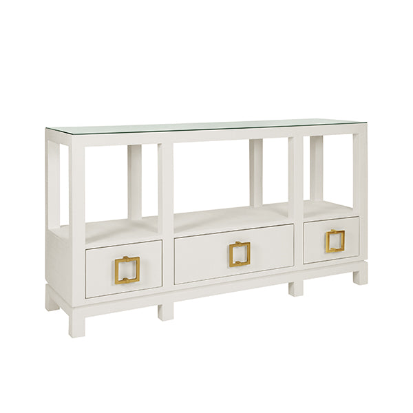 Campbell Open Shelf Console With Three Bottom Drawers