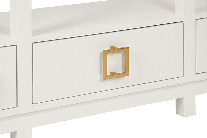 Campbell Open Shelf Console With Three Bottom Drawers
