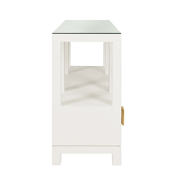 Campbell Open Shelf Console With Three Bottom Drawers
