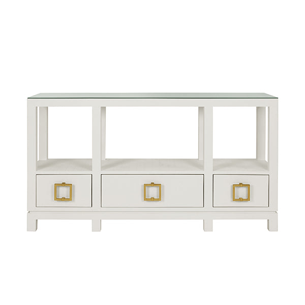 Campbell Open Shelf Console With Three Bottom Drawers