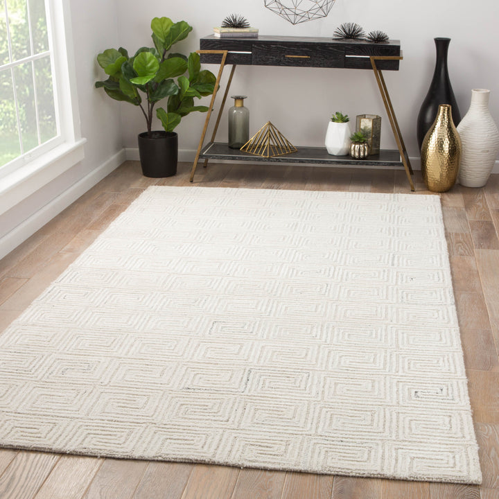 Jaipur Living Harkness Handmade Geometric White/ Gray Area Rug (9'X13')