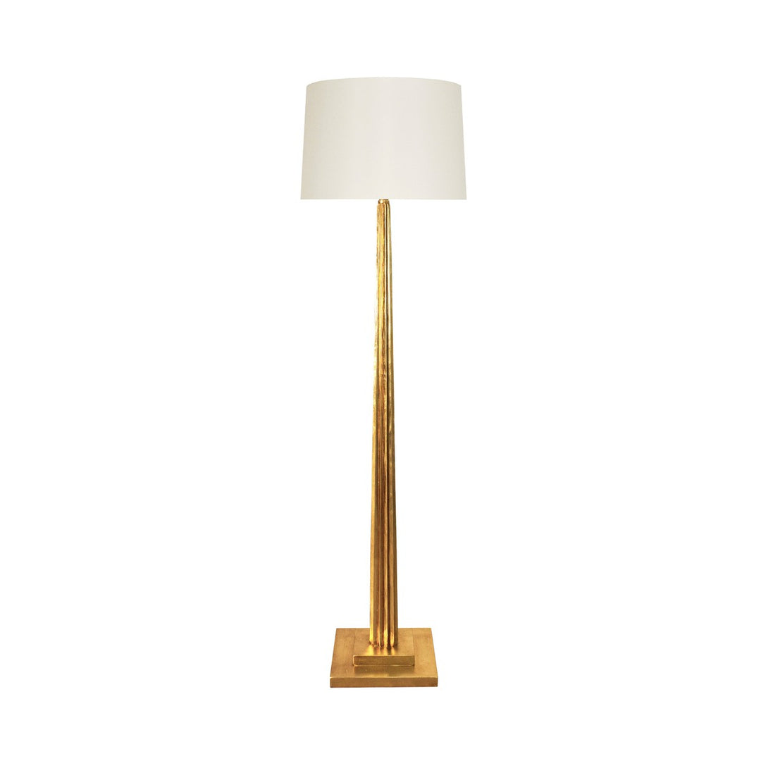 Capone - Fluted Wood Floor Lamp In Gold Leaf With Cream Silk Shade