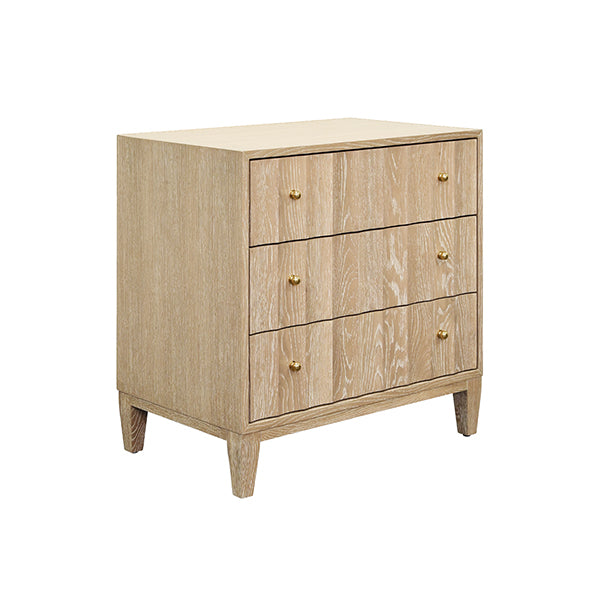 Cabinets & Curios Three Drawer Side Table With Fluted Detail In Cerused Oak