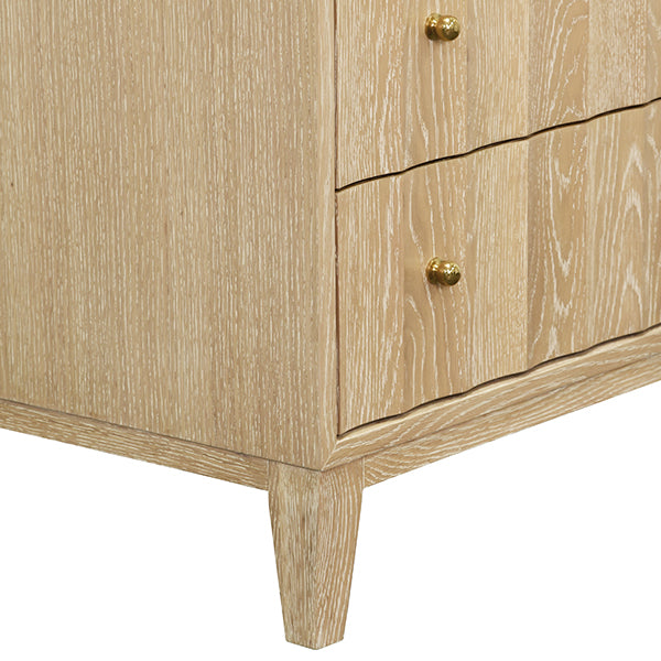 Cabinets & Curios Three Drawer Side Table With Fluted Detail In Cerused Oak