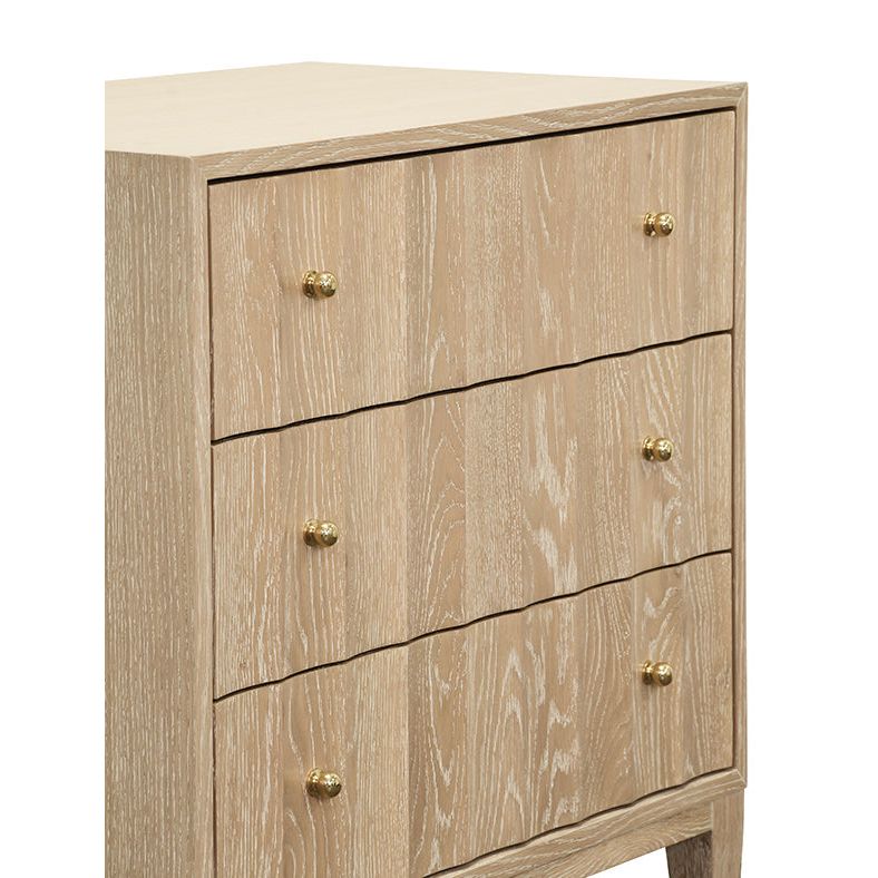 Three Drawer Side Table With Fluted Detail In Cerused Oak