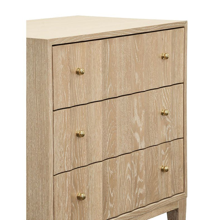 Three Drawer Side Table With Fluted Detail In Cerused Oak