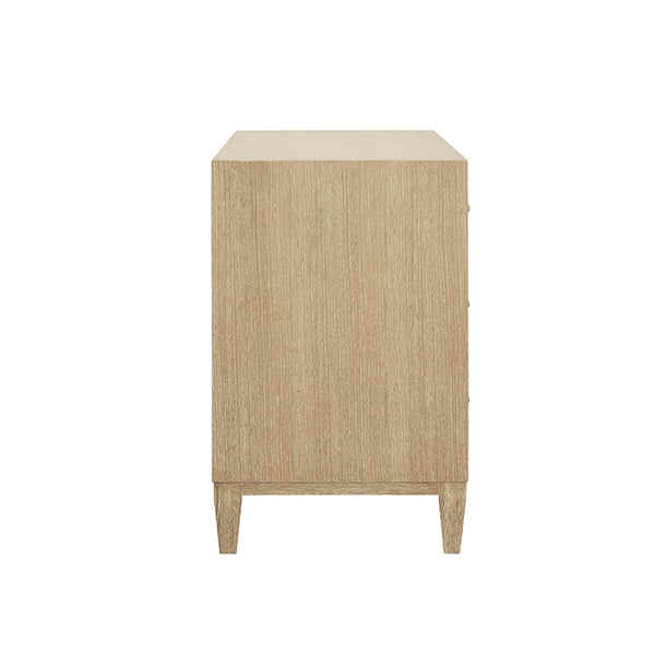 Three Drawer Side Table With Fluted Detail In Cerused Oak