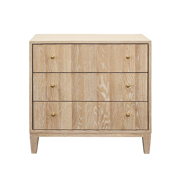 Cabinets & Curios Three Drawer Side Table With Fluted Detail In Cerused Oak
