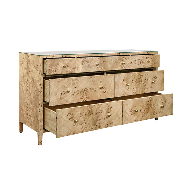 Cabinets & Curios Carnegie Seven Drawer Chest In Burl Wood