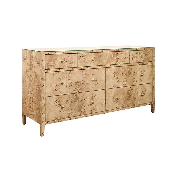 Cabinets & Curios Carnegie Seven Drawer Chest In Burl Wood