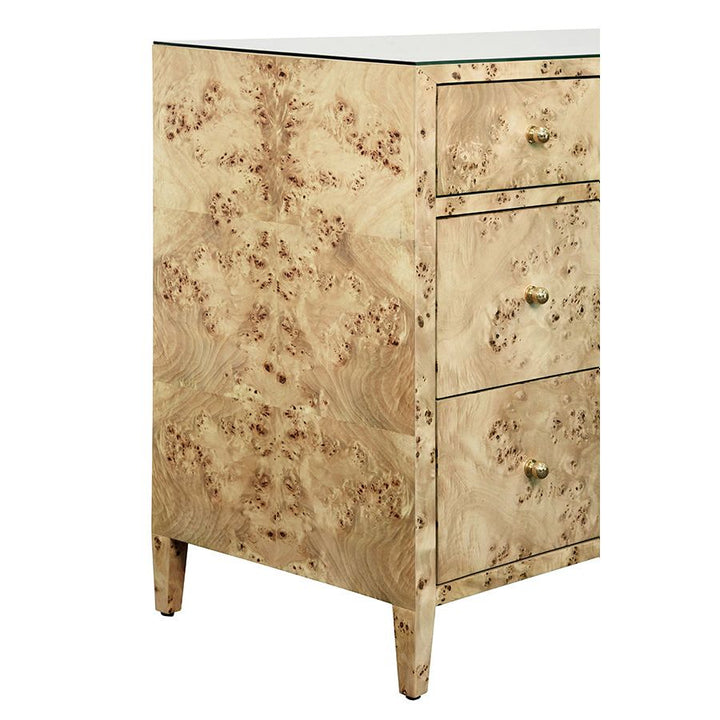 Carnegie Seven Drawer Chest In Burl Wood