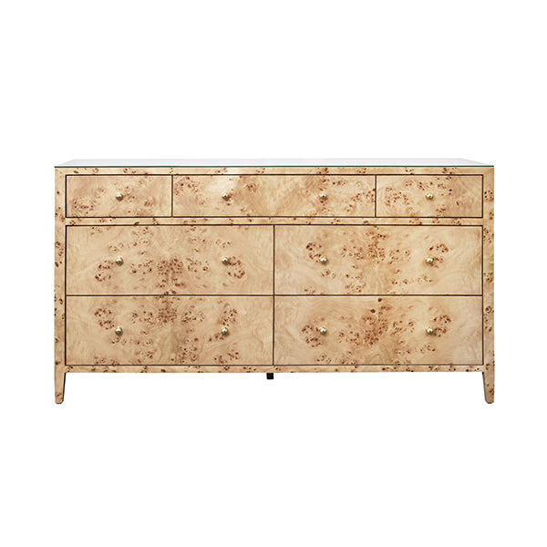 Cabinets & Curios Carnegie Seven Drawer Chest In Burl Wood